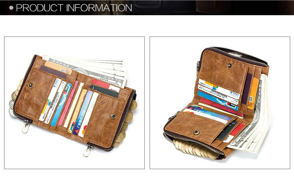 Women's Wallet Fashion Genuine Leather Short Female Purse ID Card Holder Wallets RFID Ladies Clutch With Zipper Coin Purse