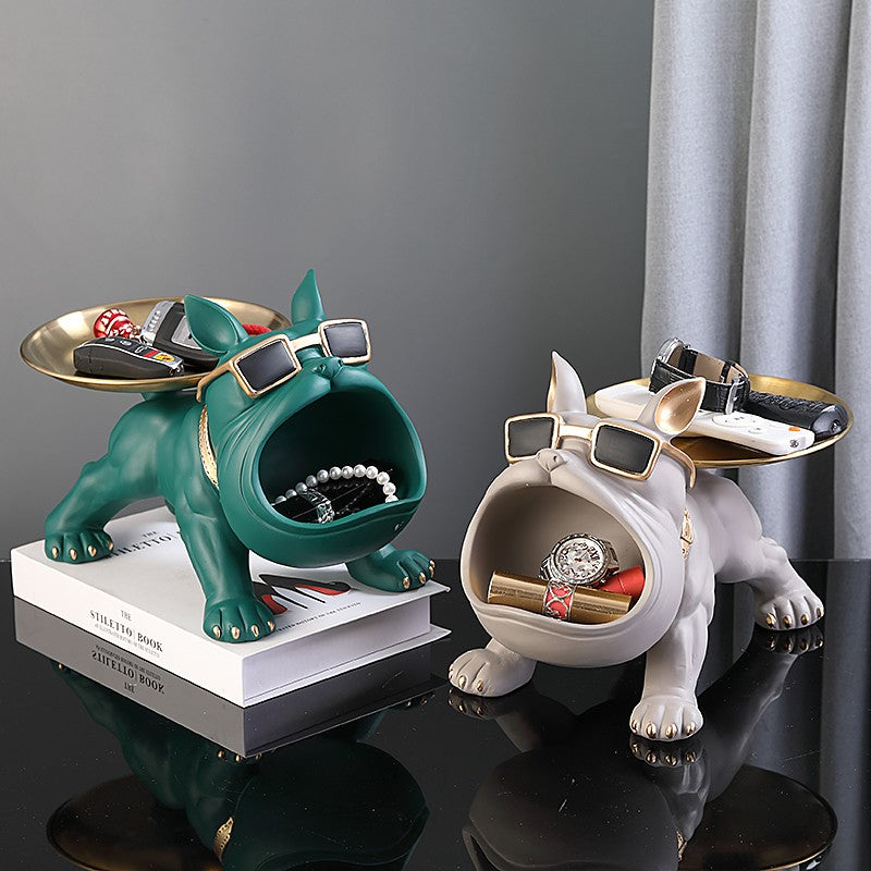 Estatueta de Bulldog para Decoração de Casa de 30cm, Estátua de Cachorro, Caixa de Armazenamento, Ornamento Animal, Artesanato de Resina, Escultura de Arte, Estatueta de Cachorro para Casa