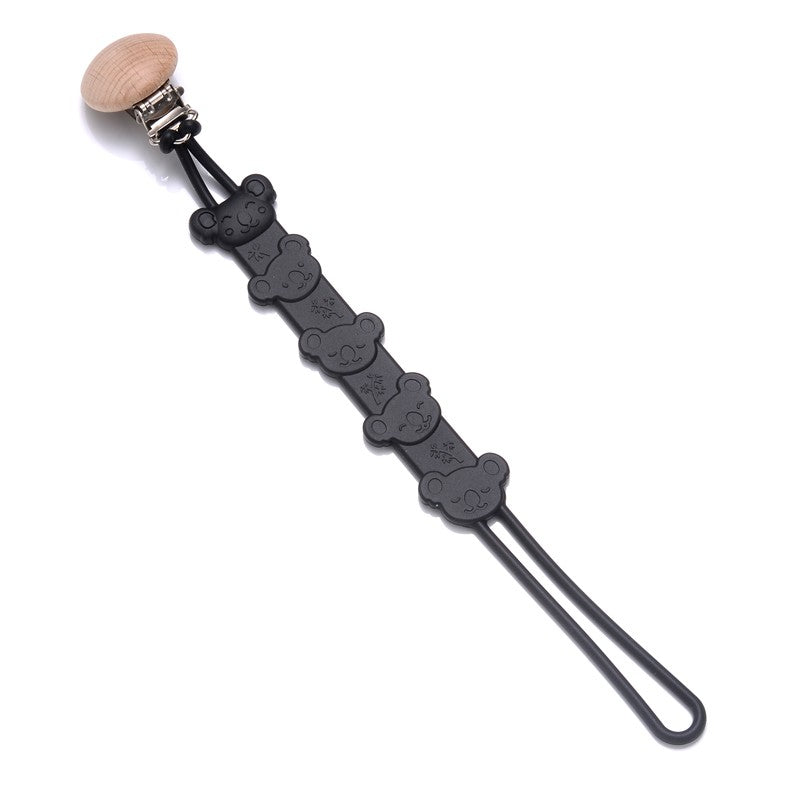 Cartoon Animal Wooden Baby Pacifier Clip Silicone Teether Nipple Holder Chain For Baby Dummy Anti-Drop Chain Oral Care Chew Toy