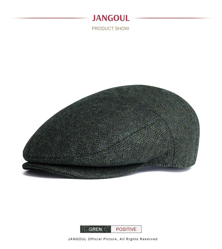 JANGOUL Men Wool Blend XL XXL Ivy Newsboy Cap Classic Tweed Gatsby Cabbie Flat Hat