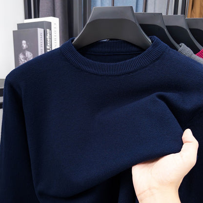 2025 New Men's Casual Sweater Round Neck Long Sleeve Knitted Sweater Diamond Pattern Fashion Versatile Top