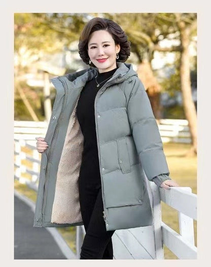 NEW Winter Cotton padded Jacket Hooded fleece thick Parkas Warm Loose Long Overcoat middle aged and Grandma Snow Coat