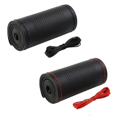 Capas de volante de carro costuradas à mão, decoração interna de couro DIY, reboque de caravana, caminhão off-road