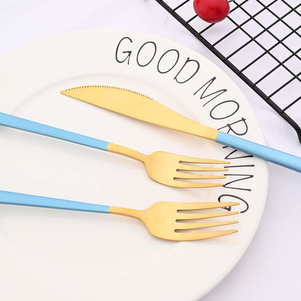 20Pcs Pink Silver Dinnerware Set Knife Dessert Fork Spoon Flatware Cutlery Set 304 Stainless Steel Silverware Tableware Kitchen