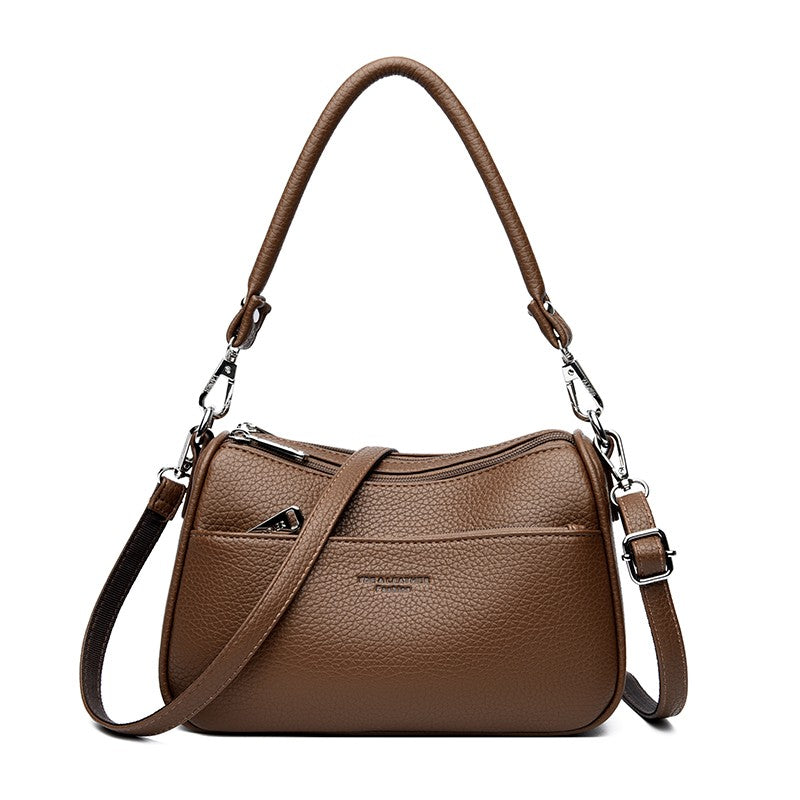 Genuine Brand Top Quality Soft Pu Leather Shoulder Crossbody Bags for Women 2026 Designer Handbag 2 Layers Hand Messenger Bag