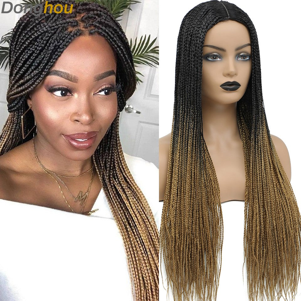 Novo estilo Ombre Box Braided Wigs para mulheres, peruca trançada, peruca com couro cabeludo falso, atacado de perucas Perruque Longue Synthétique Braiding Hair Wig