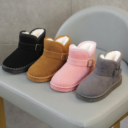 Boys Thermal Boots Kids Versatile Casual Buckle Non-slip Children Fashion Simple Non-slip Girls Snow Boots Cotton Winter Autumn