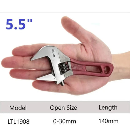 Chave Ajustável de Boca Larga Cabo Curto Mini Chave Inglesa Escala a Laser Cabo Emborrachado Ferramentas de Encanamento para Banheiro