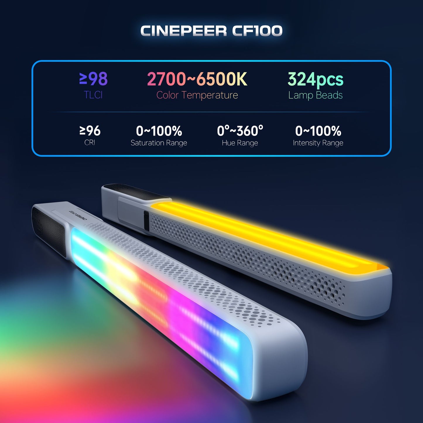 ZHIYUN Oficial CINEPEER CF100 100W RGB Bastão de Luz Portátil Luzes LED 2700K-6500K para Foto Vídeo Streaming Iluminação Fotográfica