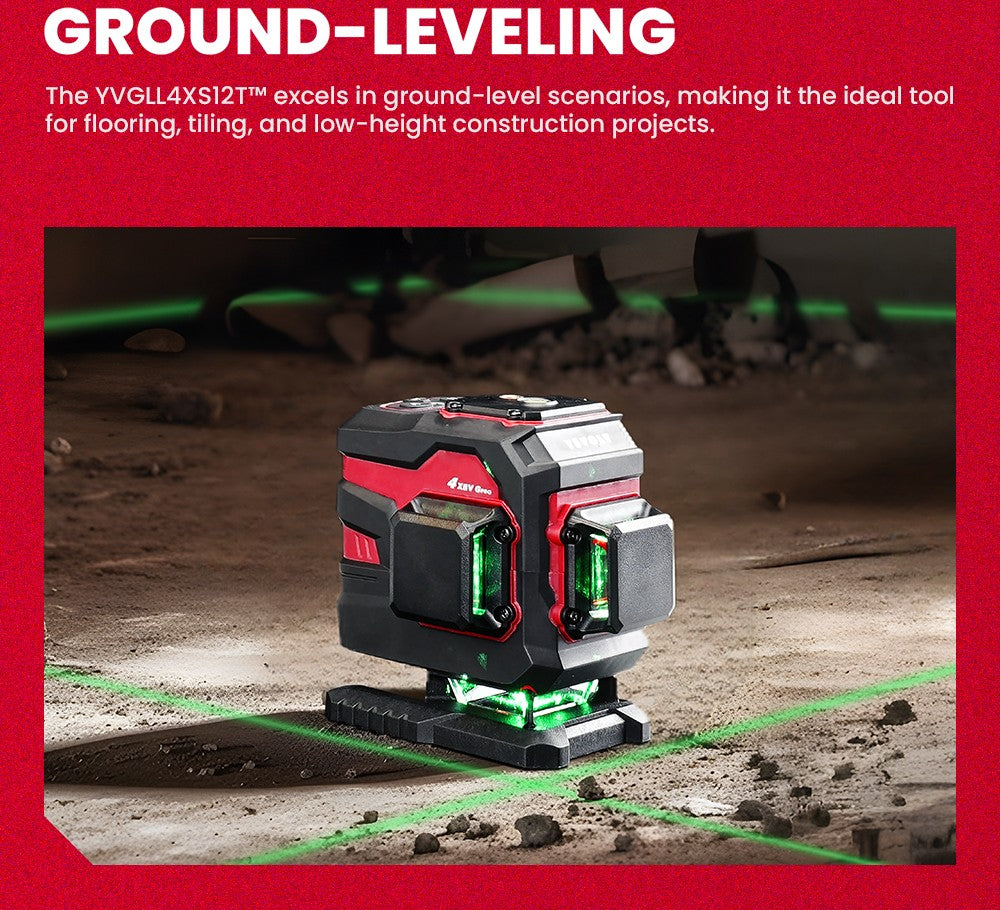 Nível a Laser Verde YEVOLT YVGLL4XS-Series 3/4 Planos 12/16 Linhas Autonivelante 360 3D/4D Horizontal e Vertical Ferramenta de Medição de Energia