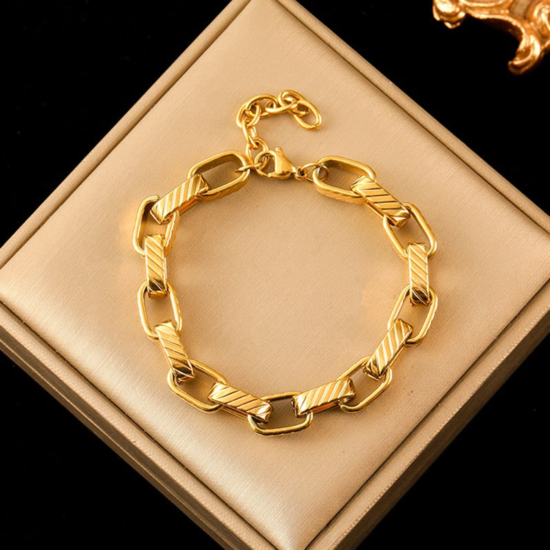 EILIECK 316L Aço Inoxidável Torcido Pulseira Bracelete Para Mulheres Tendência Banhado a Ouro 18K Corrente de Pulso Impermeável Joias Presente Festa
