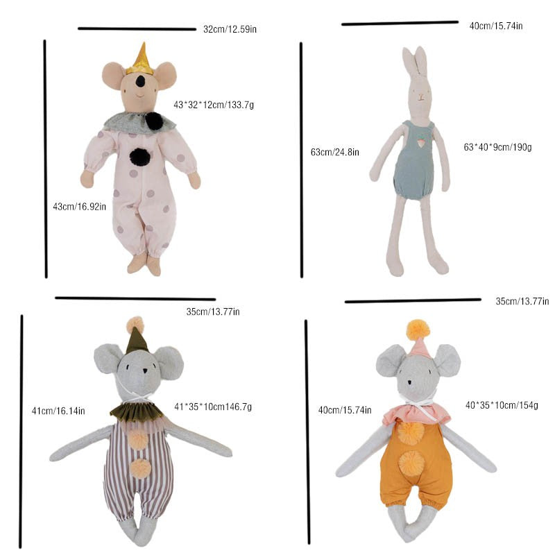 2025 Baby Plush Toy Comforts Sleeping Cute Rabbit, Bear, Mouse Baby Girl Doll, Cloth Doll Doll