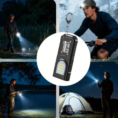 Mini COB LED Flashlight USB Rechargeable Torch with Magnetic Portable Powerful Working Light Outdoor Emergency Keychain Light