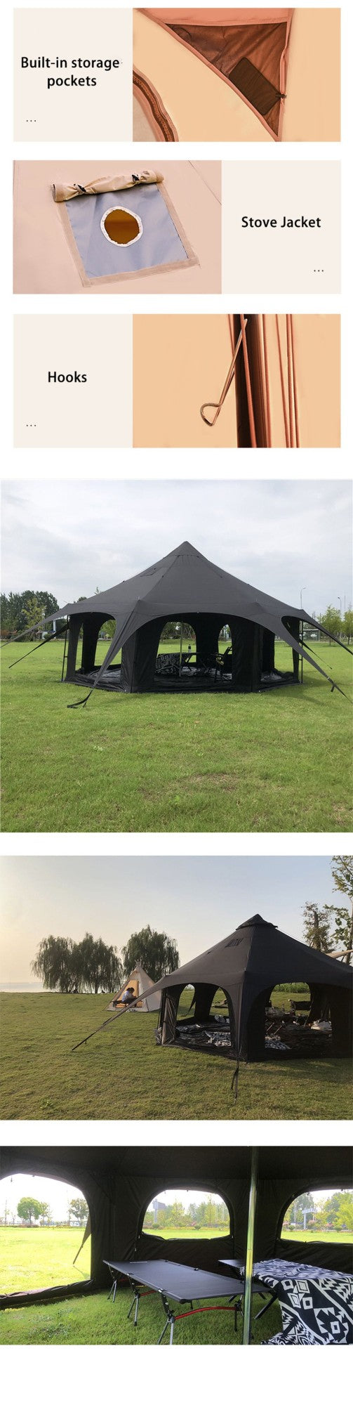Rainproof Cotton Canvas Outdoor Circus Tent Large 4 Season Yurt Camping Park Family Tent for All Weather Conditions Waterproof