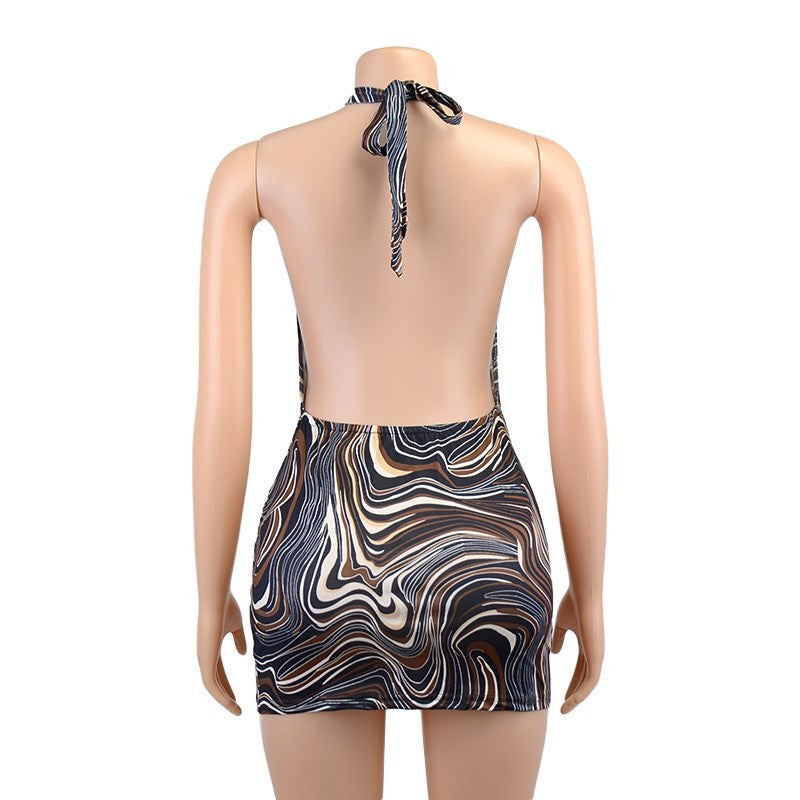 Black Bodycon Dress Women Halter Sexy Skinny Hollow Out Backless Mini Dresses Ho