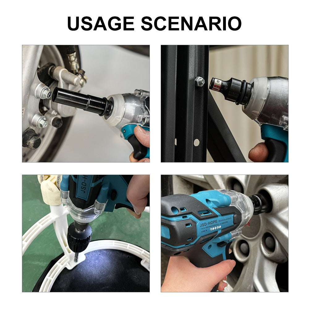Chave de impacto elétrica sem escovas com carregador de lítio, ferramenta de reparo automotivo manual de alto torque, com soquetes, tipo pistola de impacto.