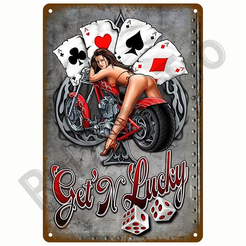 Retro Motor Oil Gas Tyre Racing Tin Sign Poster Iron Plates Metal Sign Garage Bar Pub Club Man Cave Home Decor Wall Decor Art