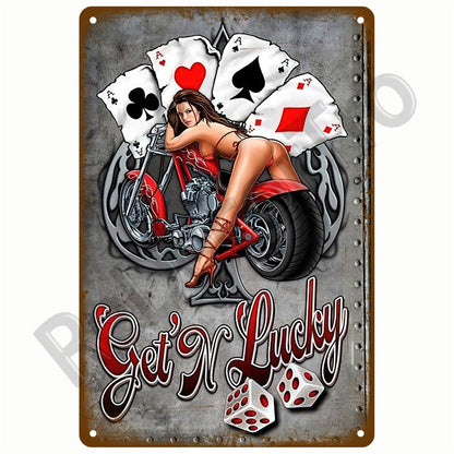 Retro Motor Oil Gas Tyre Racing Tin Sign Poster Iron Plates Metal Sign Garage Bar Pub Club Man Cave Home Decor Wall Decor Art