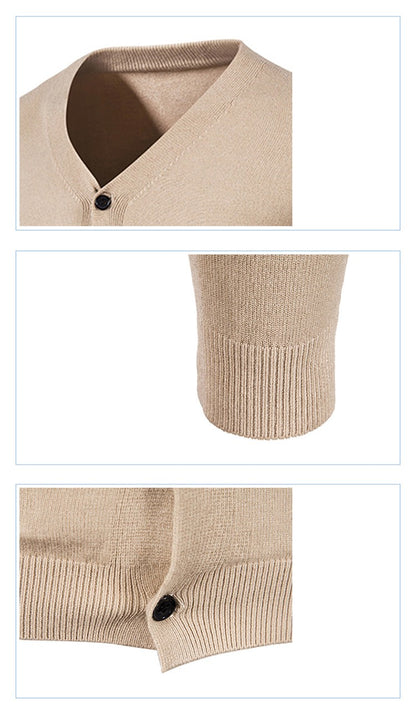 2024 M-5XL Autumn Men's Knitted Cardigan Thin V-neck Basic Elastic Slim Fit Thin Sweater Solid Color Casual Versatile Coat