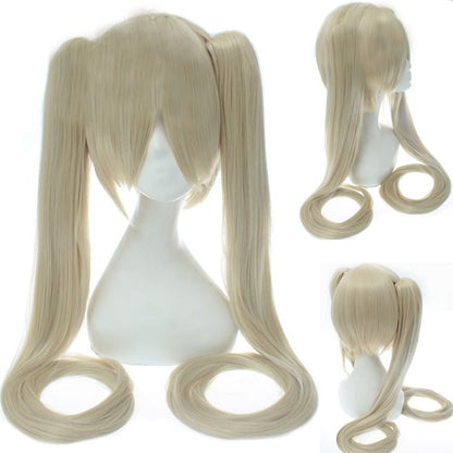 120CM Long Synthetic Hair Clips 2 Ponytails Lolita Green Pink Heat Resistant Party Wigs Synthetic Hair Hatsune Miku Wig Cosplay