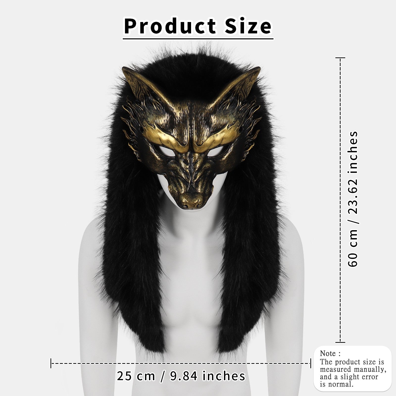 Viking Wolf Mask Faux Fur Headdress Werewolf Barbarian for Halloween Cosplay Costume Accessories