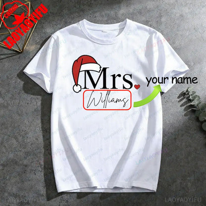 Matching Mr & Mrs Christmas Shirts Personalized Holiday Couple Tees Christmas Couple Costumes Merry Christmas Men Women Tshirt