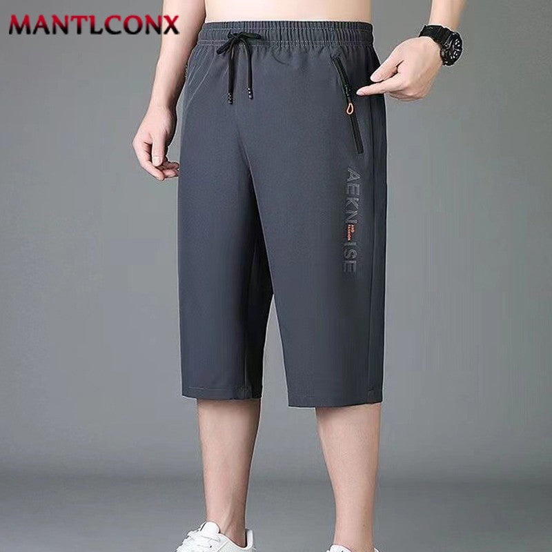 New Fashion Sports Shorts Men Breathable Quick Dry Men's Short Pants Men Breathable Elastic Waist Shorts Male Bottom Black XXXL