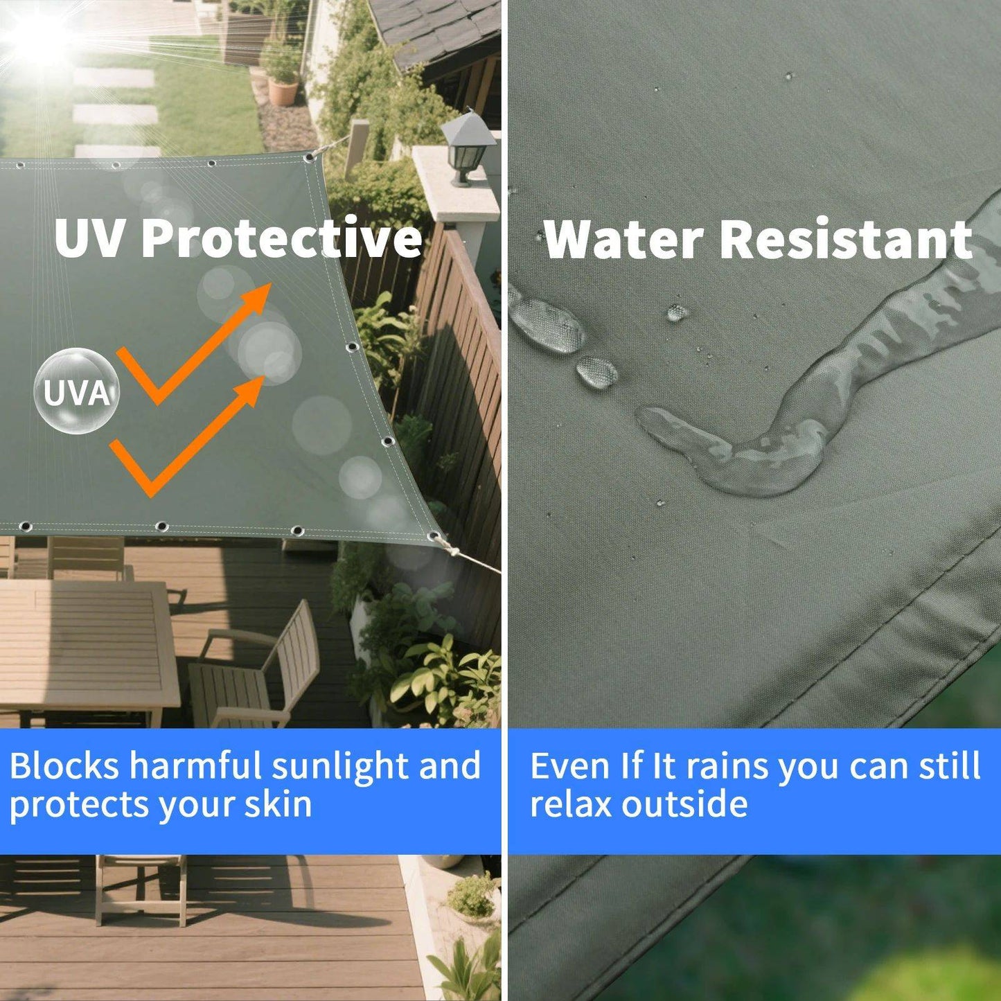 Waterproof Straight Edge Sun Shade Sail with Grommets Garden Sunscreen Pergola Shade Cover Canopy For Outdoor Garden Patio Tent