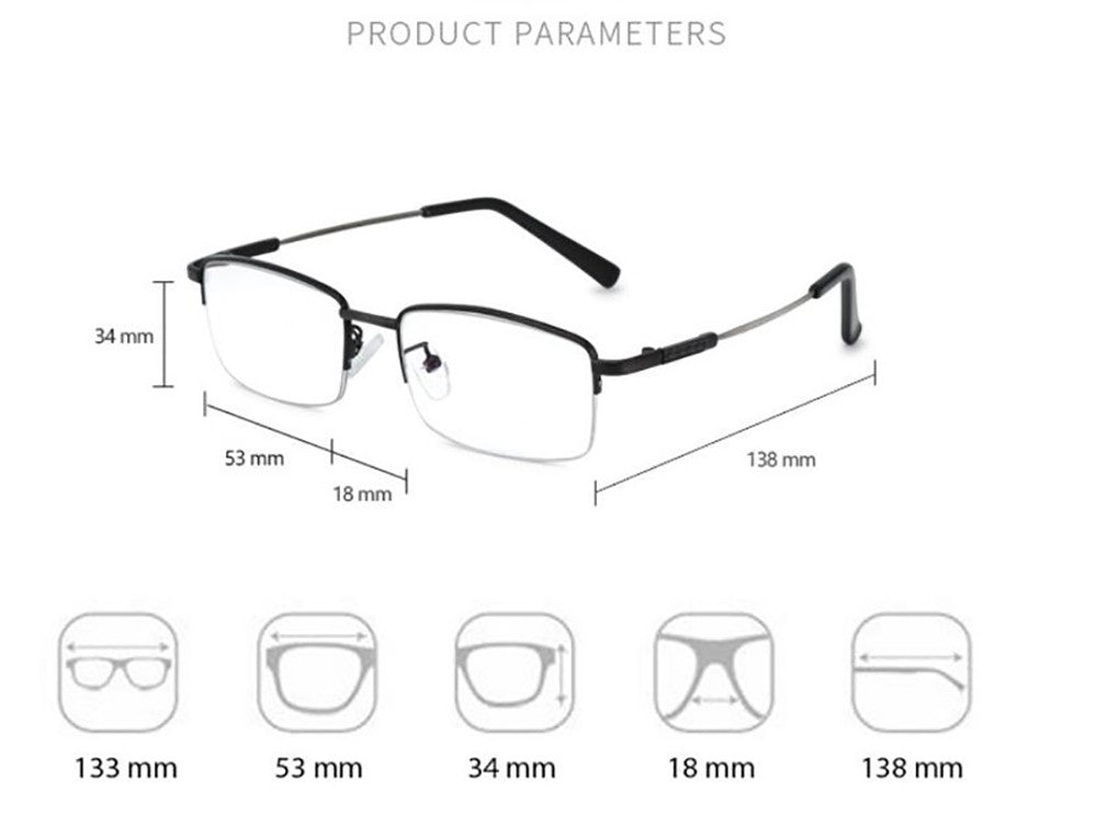 Progressive Men's Eyeglasses Frame Multifocal Reading Glasses Anti Blue Light Eyewear Near Far Sight Glasse escuadras de metal+4