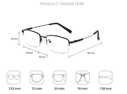Progressive Men's Eyeglasses Frame Multifocal Reading Glasses Anti Blue Light Eyewear Near Far Sight Glasse escuadras de metal+4