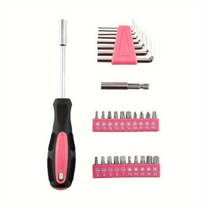 Kit de Ferramentas Rosa para Uso Geral com 39 Peças para Meninas, Senhoras e Mulheres - inclui Todas as Ferramentas Essenciais para Casa, Garagem, Escritório e Dormitório Universitário