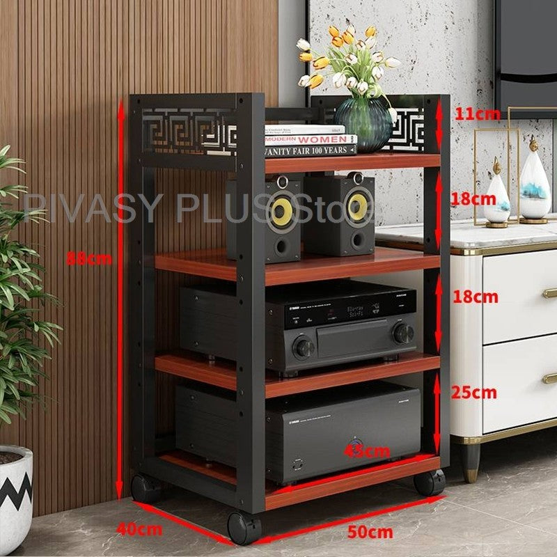 Rack Amplificador de Relevo 4 Cores, 3 Ajustes de Altura, Prateleira de Áudio, Suporte de Alto-Falante Grau E1 para Home Theater, Armazenamento de Amplificadores e Reprodutores