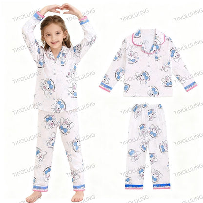 2025 New Baby Cotton Two-piece Set Home Clothes Children Pijama Boys Girls Cartoon Pajamas Set Kids Long T-shirt + Pants Outfits