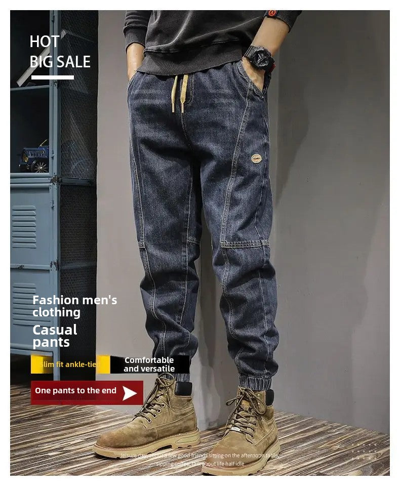 Calça Jeans Masculina Solta Moda Outono Inverno Calça Harem Casual Calça Comprida Roupa de Trabalho Confortável