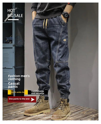 Calça Jeans Masculina Solta Moda Outono Inverno Calça Harem Casual Calça Comprida Roupa de Trabalho Confortável