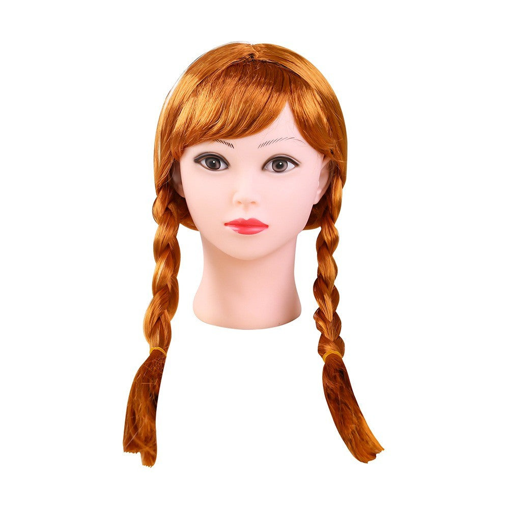 Anna Wig Children Princess Cosplay Accessories  Anna Party Headwear Synthetic Wig