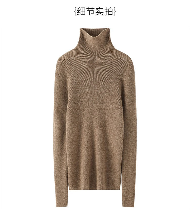 Autumn and Winter New Women's Sweater 100% Pure Cashmere High Collar Hoodie Knitted Basic Style Hot Selling Women's Top