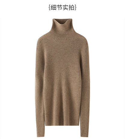 Autumn and Winter New Women's Sweater 100% Pure Cashmere High Collar Hoodie Knitted Basic Style Hot Selling Women's Top