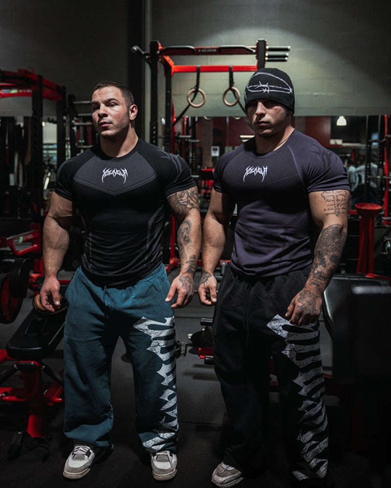 New YOUNG LA Men's Fitness Sports T-shirt Tights Men High Elastic Training Clothing Short Sleeve Tops Fitness Thirts For Men