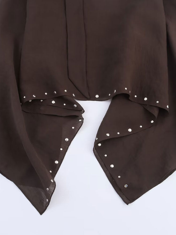 TFAFXY 2025 Streetwear Chic Women Cloak Solid Rivet O-Neck Scarf Collar Long Sleeve Loose Cloak New Fashion Outwear