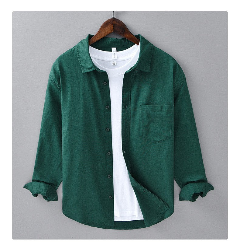 Men's Cotton-Linen Long Sleeve Shirt – Lightweight, Breathable, Vintage-Inspired Business Casual Shirt for Spring/Summer Fashion