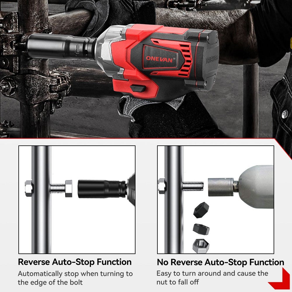 Parafuso de impacto elétrico sem fio sem escovas ONEVAN 1200 W Chave de fenda portátil Ferramenta de reparação para bateria Makita 18 V Pin