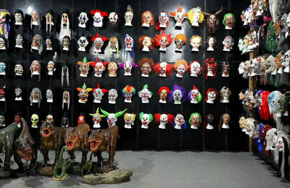 Realistic Texture Scary Clown Latex Mask Halloween Adult Cosplay Costume Prop Thriller Party Full Face Headgear