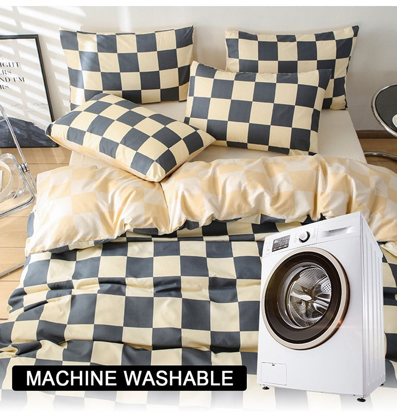 3pcs Checkered Pattern Print Duvet Cover Set, Soft Skin-Friendly Bedding Set Includes 1 Duvet Cover And 2 Pillowcases