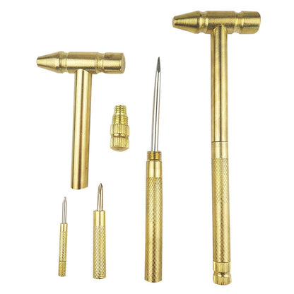 Martelo de Cobre Martelo Dourado Doméstico 6 em 1 Mini Martelo Multifuncional de Latão e Chave de Fenda Ferramentas Manuais Ideais para Relojoeiros Joalheiros