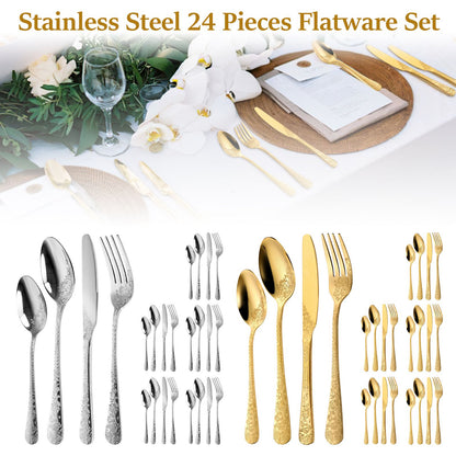 20/24 Peças Conjunto de Utensílios de Aço Inoxidável Conjunto de Talheres Florais Garfo Colher e Faca Kits de Utensílios de Cozinha para Restaurante