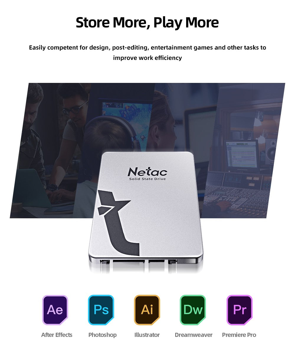 Netac SSD SATAIII de 2,5 polegadas 1tb 2tb SSD 128gb 256gb 512gb SSD HDD SATA3.0 Disco Rígido Interno de Estado Sólido para laptop pc