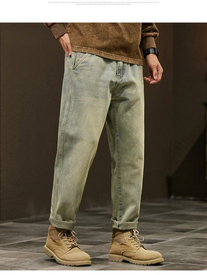 Men's 95% Cotton Jeans High Quality Loose Harem Pants Fashion Baggy Casual Outdoor Work Denim Pants Brand Men's Clothing