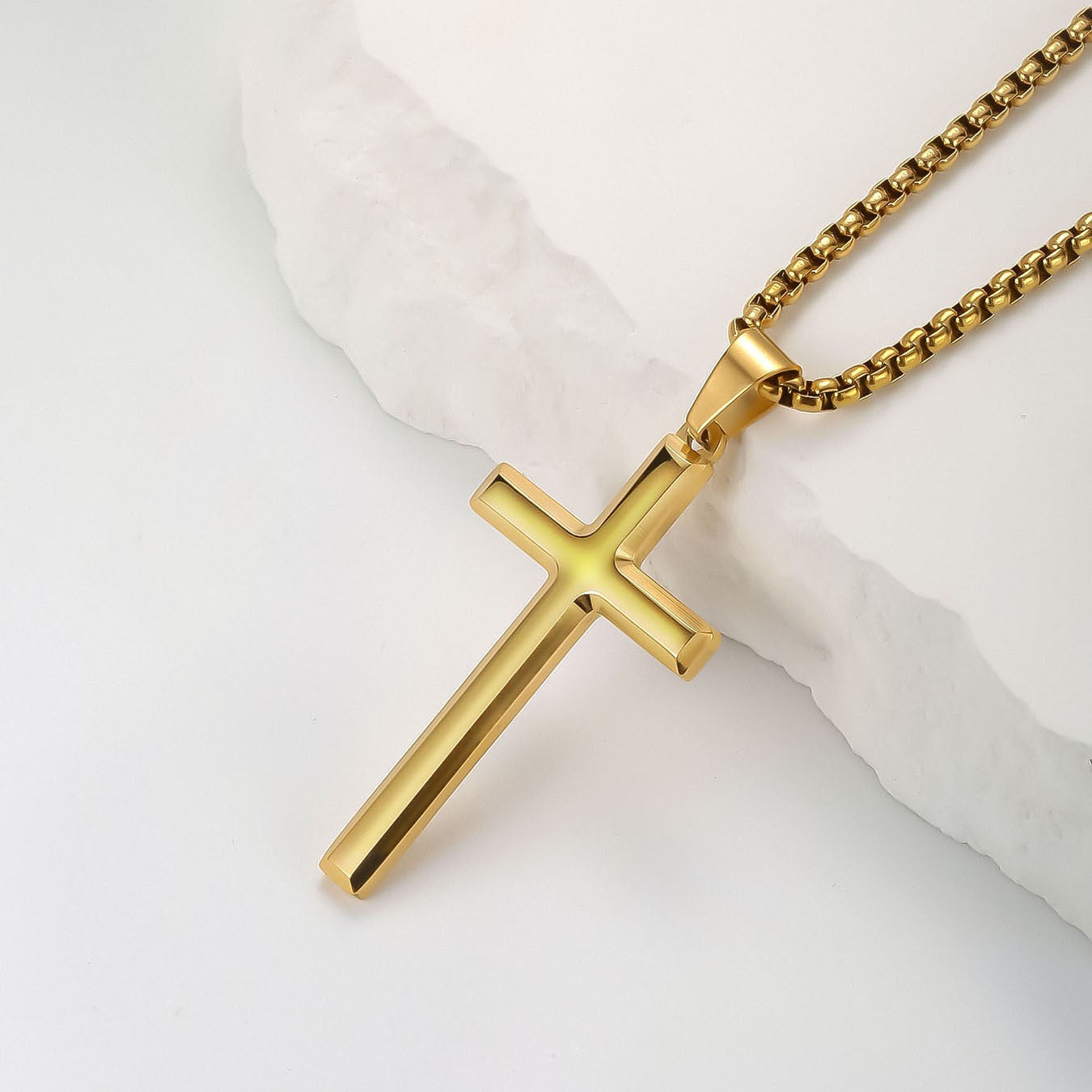 Colar Masculino Minimalista Aço Inoxidável Cruz de Jesus para Homem