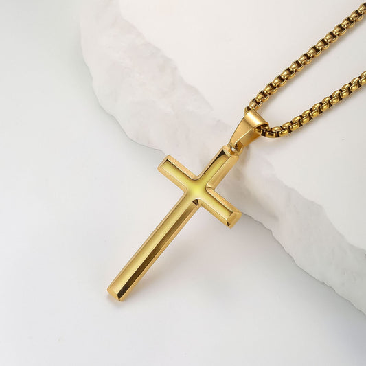 Collier Homme Spiritual Male Minimalism Stainless Steel Necklace Man's Jesus Cross Necklace for Man Collar Hombre